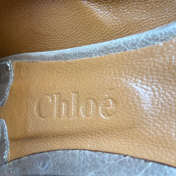 Chloe Mary Jane Leather Block Heels Pumps Shoes Taupe EU 40 US 10 - Picture 10 of 17